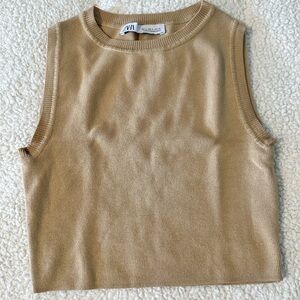 Zara Beige Sleeveless Knit Top